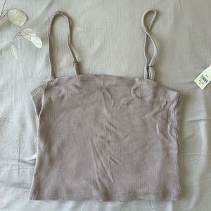 (2/$22) Cropped square neck ribbed cami